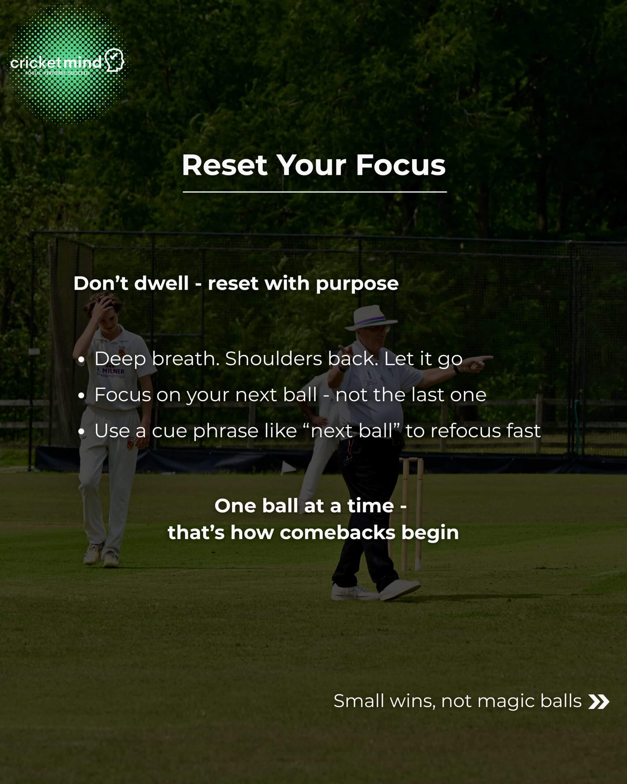 Umpire in action with bowler regaining composure after a poor over